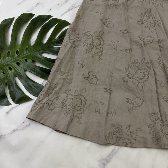 Ailleurs Womens Wrap Skirt Size 10 Taupe Gray Embroidered Floral A-Line - Picture 10 of 10